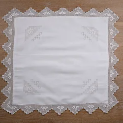 CC001: Cushion cover 2 pieces/pack  Hand made drawn thread work the lace edge   55% Ramie 45% cotton