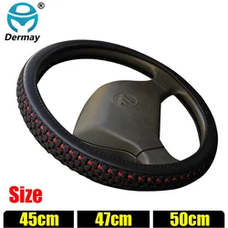 DERMAY 45cm 47cm 50cm Outer Diameter Steering Wheel Covers Silk Leather For Car Bus Truck Auto Steering-wheel Cover