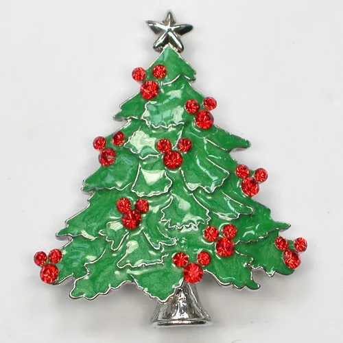 

60pcs/lot Mixed Color (Can Notes Color) Wholesale Christmas Brooch Rhinestone Christmas tree Pin brooches Jewelry Gift C101683