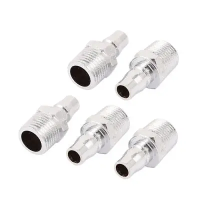 PM40 Thread Pria Cepat Fitting Pneumatic Konektor Coupler Nada Perak 5 Pcs