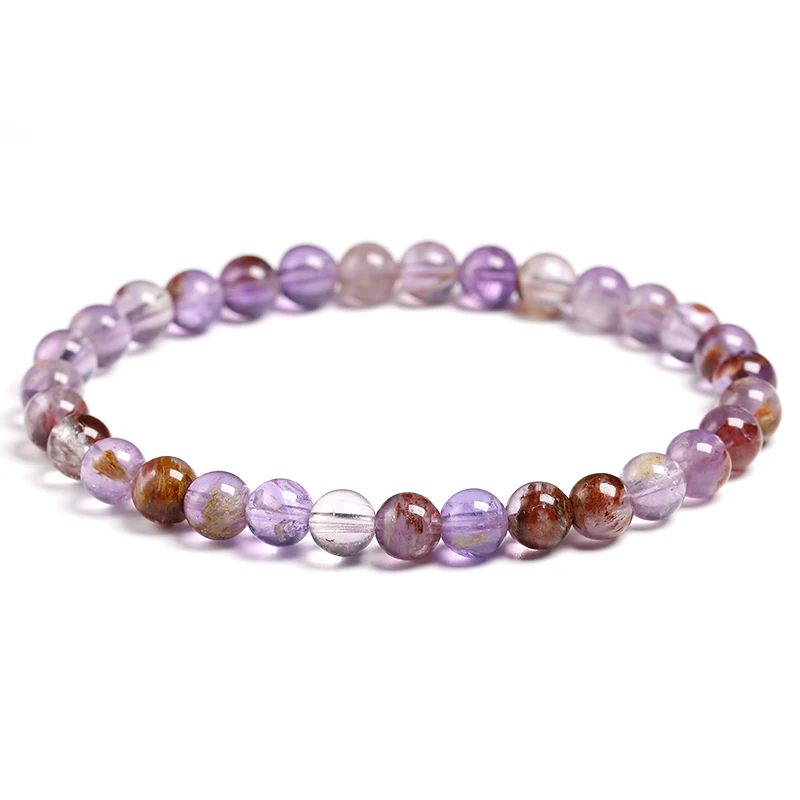 Genuine Natural Auralite 23 Bracelets Natural Stone Stretch Amethyst Round Bead Gem Bracelet Women Men Fine Jewelry Gift