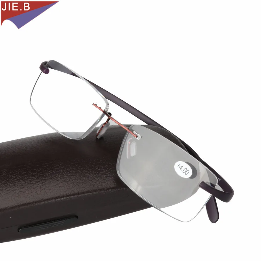 

New Super elastic tr90 TR Light unisex Rimless reading glasses man woman presbyopic oculos de leitura