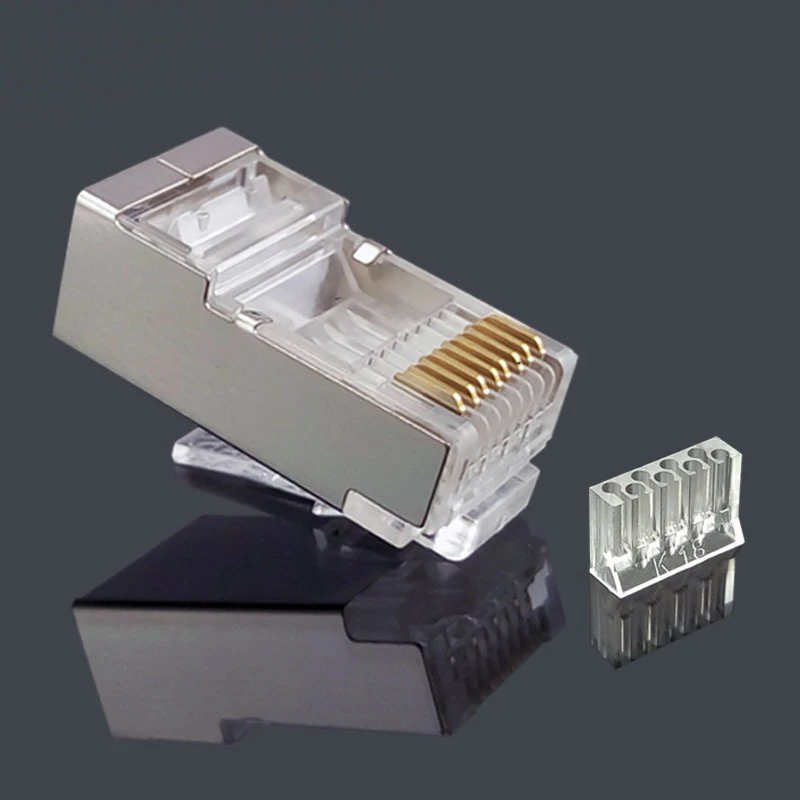 xintylink cat6 rj45 connector ethernet cable plug shielded gold plated network stp rj 45 8p8c cat 6 jack modular terminals 50pcs