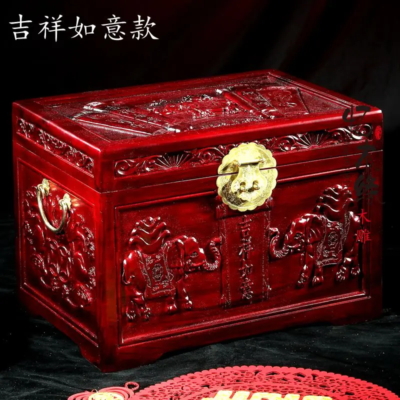 Camphor wooden box with small suitcase lock wood storage box box Zhangmu Zhangmu marriage household calligraphy box