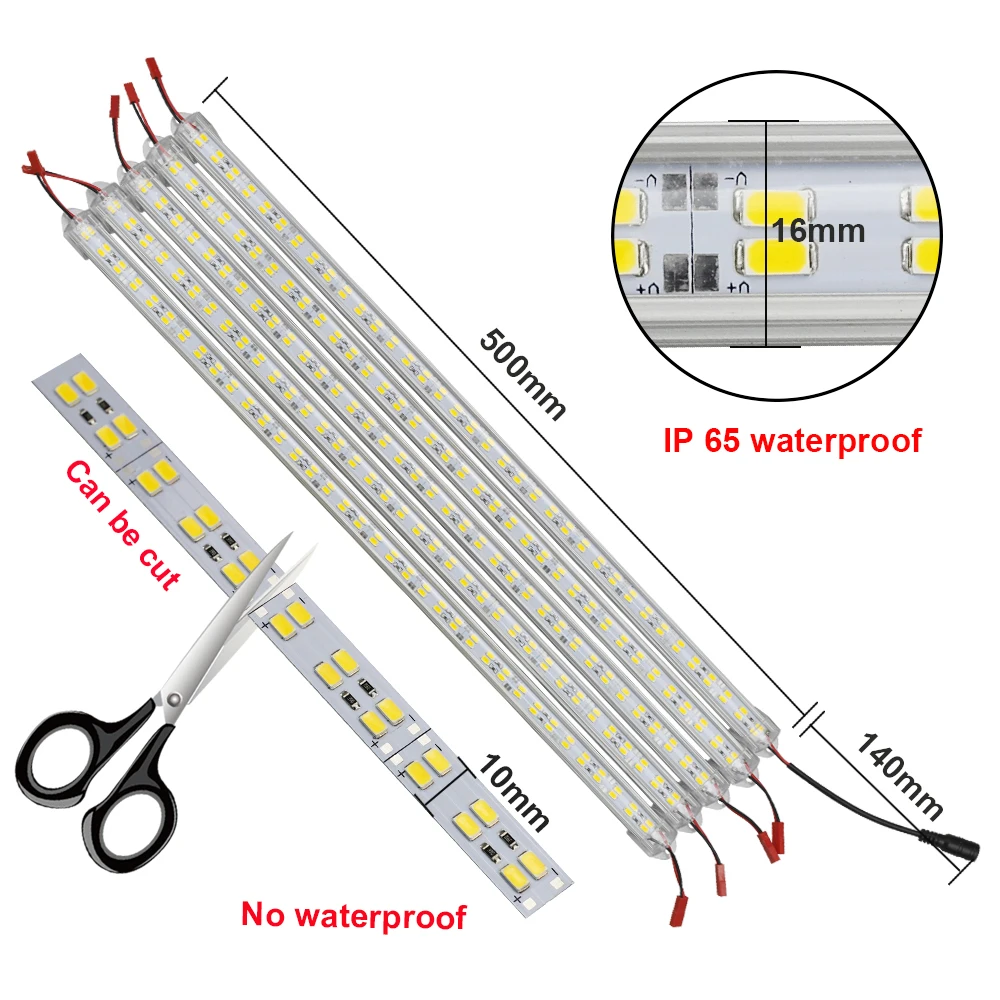 Imagem -03 - Faixa de Led de Alumínio Dupla Fileira 12v 144 Smd 5630 com Barra de Luz Rígida com Capa para Cozinha