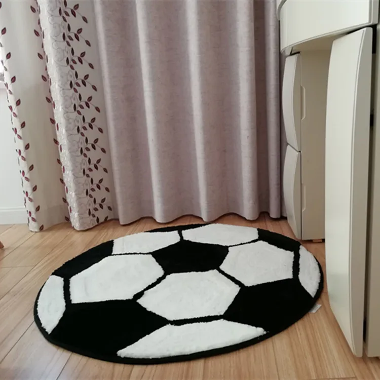 Round Football Carpet Pattern for Children's Bedroom, Basketball, Baseball, Bed Blanket, Desk Chair, Non - Slip Mat