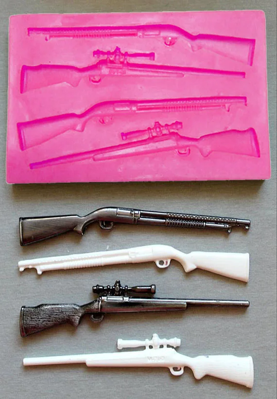 Rifle Machine gun silicone fandont mold Silica gel moulds Chocolate molds cake baking decoration tools candy mould