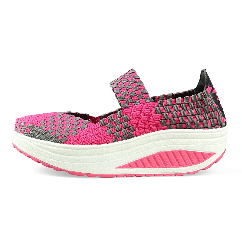 BeckyWalk Summer Women Casual Shoes Women Woven Platform Shoes Breathable Ladies Boat Shoes Woman Mesh Walking Shoes WSH2904