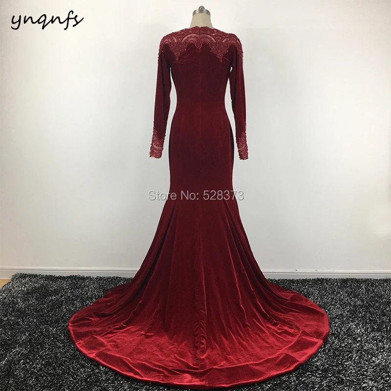 YNQNelasticity MDACHReal-Robe de Soirée Sirène à Manches sulfpour Mère de la Mariée/du Marié, en Velours, 2019