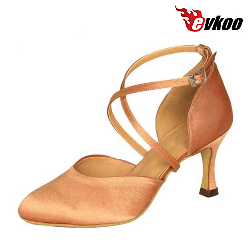 Evkoodance customize Woman Modern Dancing Shoes 7cm Heel Height Ballroom Satin Material Four Color Comfortable Evkoo-032 shoes