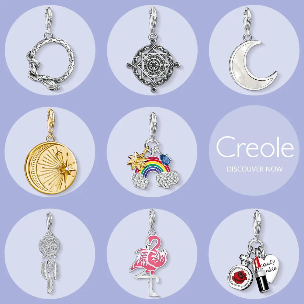 Snake Vintage Compass Disc Moon Star Rainbow Dream Catcher Flamingo Beauty Charm Pendant, 2019 Biżuteria 925 Sterling Silver Gift