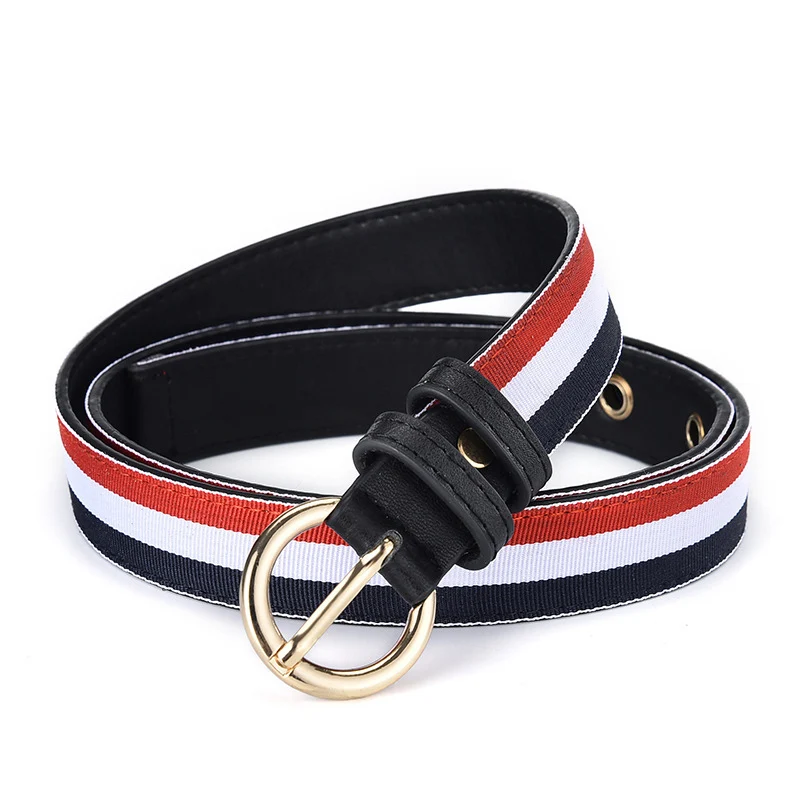 Nieuwe Unisex riem mode streep hoge kwaliteit canvas Vrouwen riem Legering pin gesp jurk cowboy broek riem