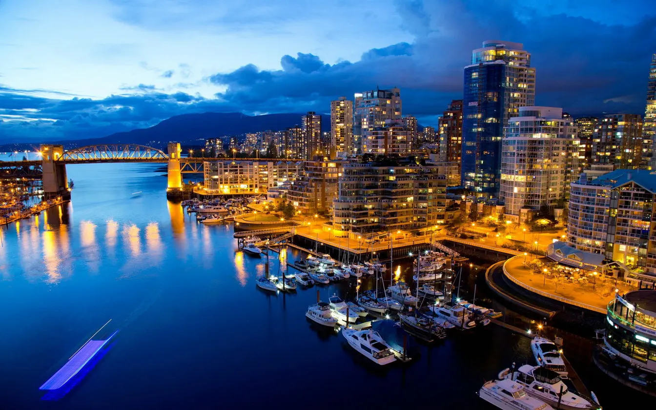 

British Columbia Canada Vancouver City Skyline River photo backdrop Computer print scenic background