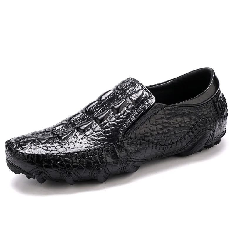 Brand Genuine Leather Alligator Men\'s SLIP-ON Octopus Driving Loafers Businessman Crocodile Print Moccasins Casual Shoes