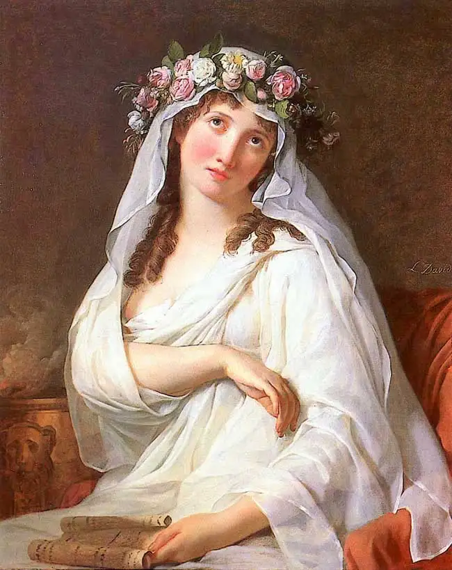 

Oil Painting Reproduction on Linen Canvas,a-vestal-virgin-crowned-with-flowers by Jacques-Louis David,Museum quality,Free SHip