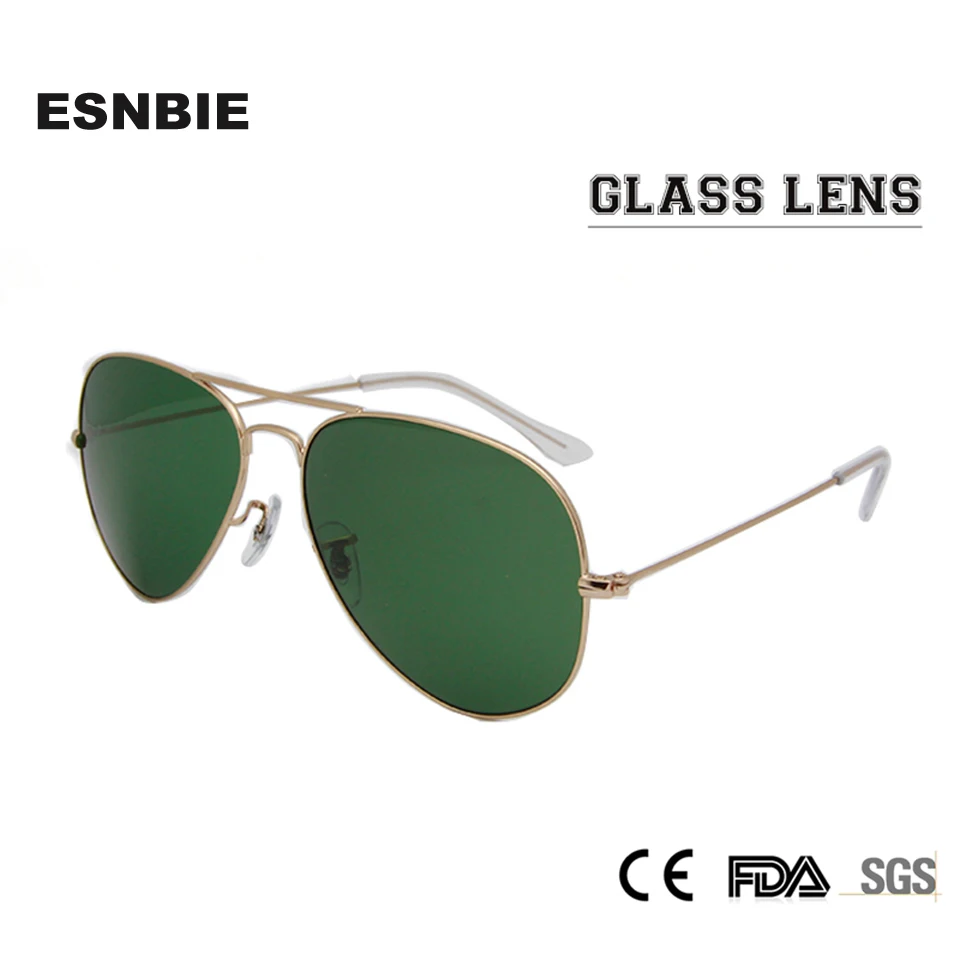 

ESNBIE RT 3025 Pilot Mirror Sun Glasses For Women Non-Scratch Glass Lens Sunglasses Men 58 55 Gafas De Sol UV400 Glasses