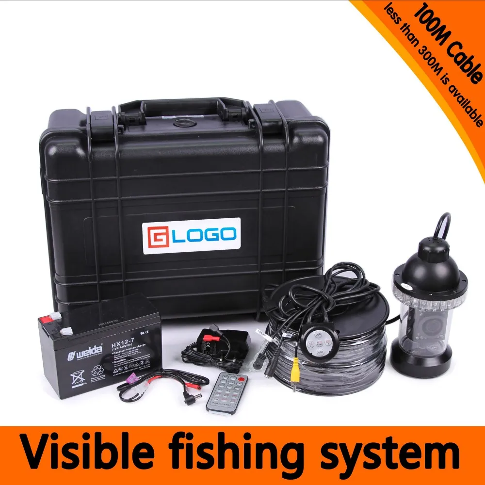 100Meters Depth Underwater Fishing Camera Kit with 360 Panning Rotative Camera & 7Inch TFT LCD Monitor & Hard Plastics Case