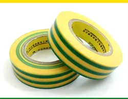 防水電気粘着テープ,PVCアースロゴ,黄色と緑,ds186,20m x 17mm, 1個