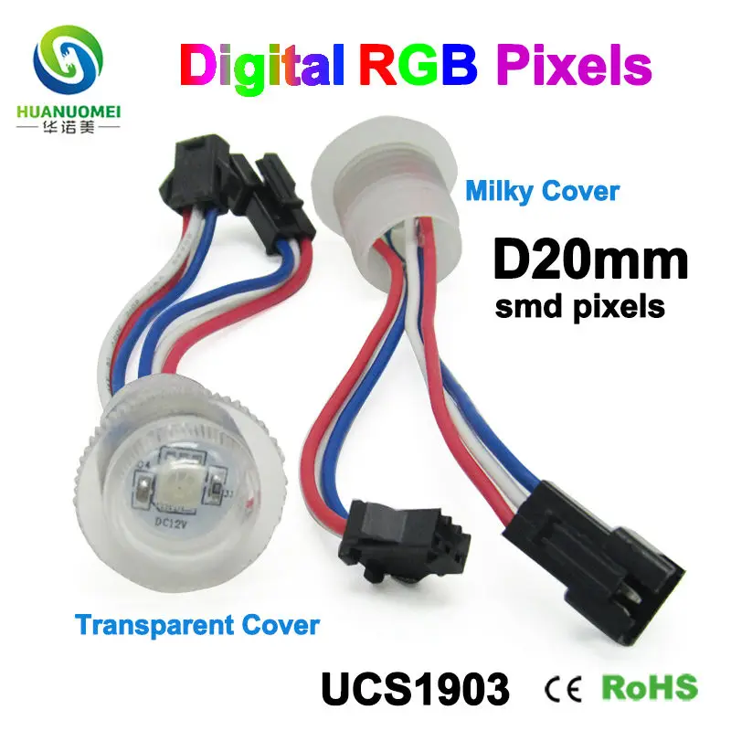 10PCS Waterproof 12V 20mm Digital 5050 SMD RGB UCS1903 LED Pixel Light Module Lamp Addressable Full Color Bulb TV Amusement Park
