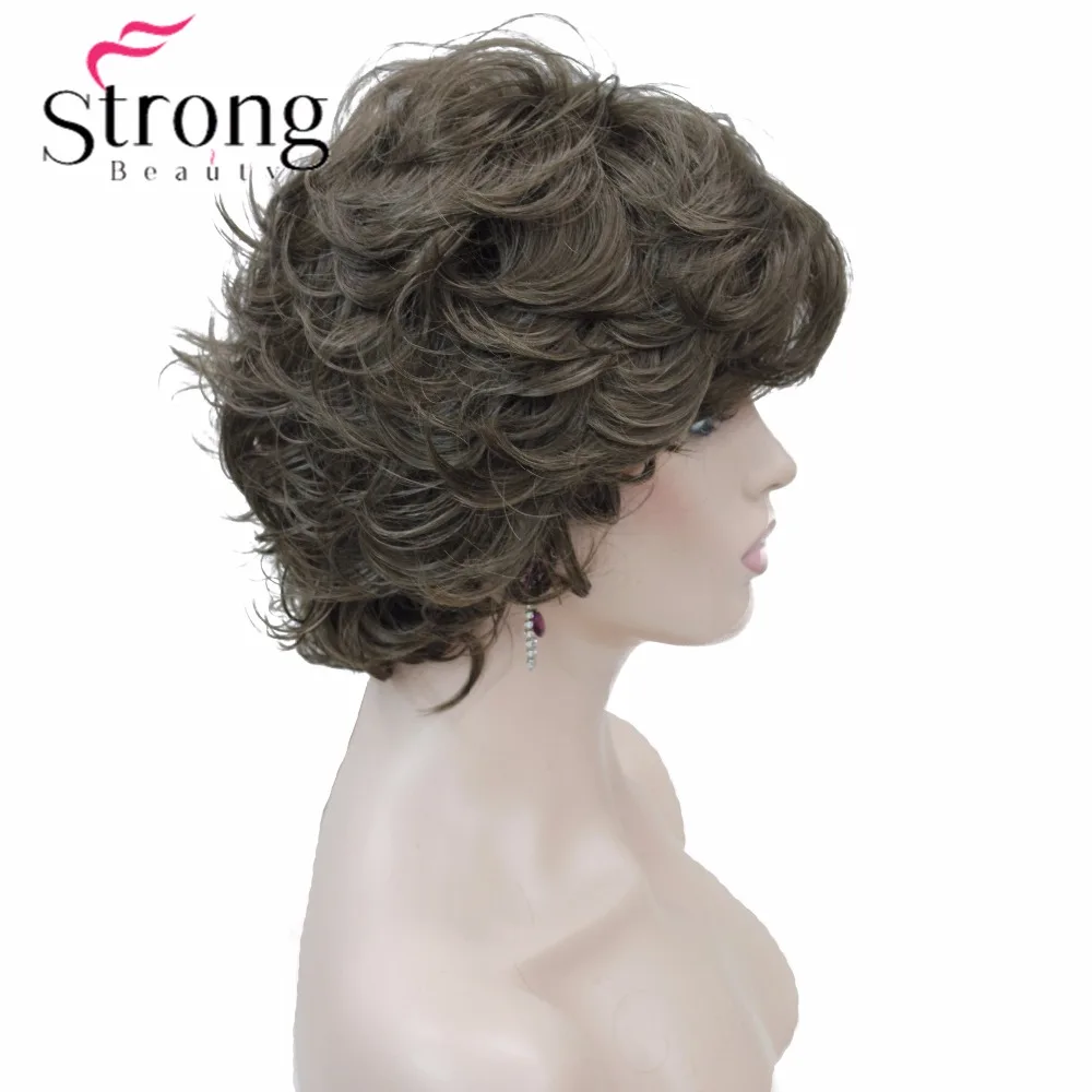 StrongBeauty Short Wavy Soft Classic Cap Full Synthetic Wig Brown Women\'s Wigs COLOUR CHOICES