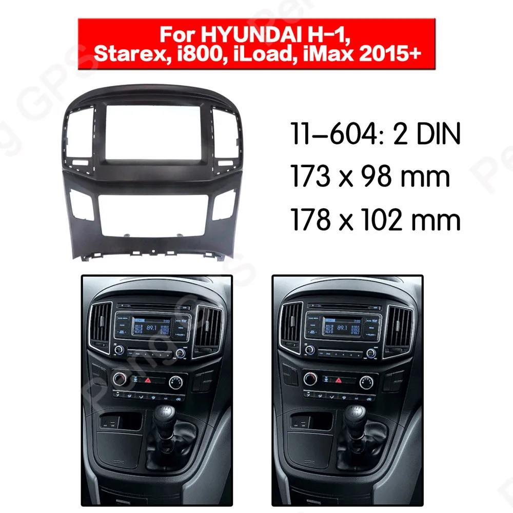 2 Din Car Radio Frame Install Dash Bezel Trim Kit for HYUNDAI H-1 STAREX  i800 iLoad iMAX 2015+ Durable Plastic