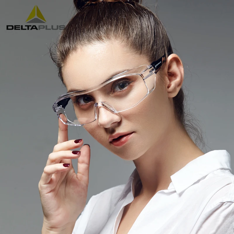 DELTAPLUS Safety Goggles Transparent Scratch Resistant Protective Glasses Dustproof Windproof Lab Anti-impact PC Lens Eyeglasses