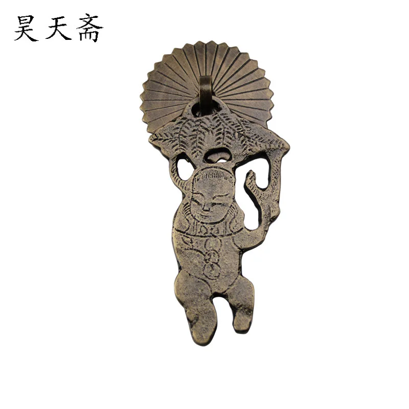 

[Haotian vegetarian] classical Chinese antique brass drawer handle copper door handle spring HTE-146 models