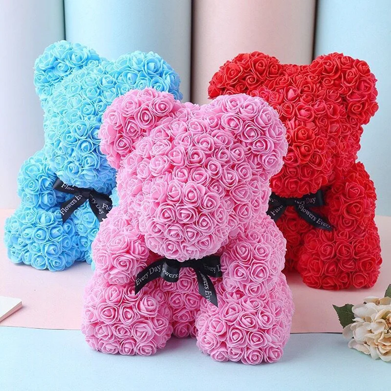 Valentijnsdag Gift Piepschuim Foam Beer Kunstbloem Led Teddy Rose Beer Verjaardagsfeestje Bruiloft Decoratie Valentines Gift