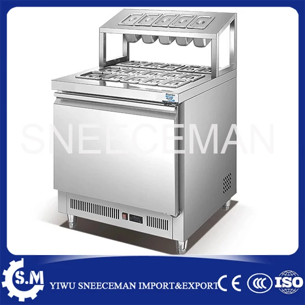 stainless steel cold storeage working bench counter worktable machine cheese pizza salad cabinet machine