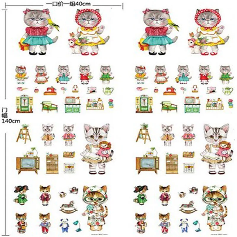 Lovely Cats linen cotton fabric assortment 75cm x 130cm square patchwork variety fresh printed textile Zakka DIY Fabric