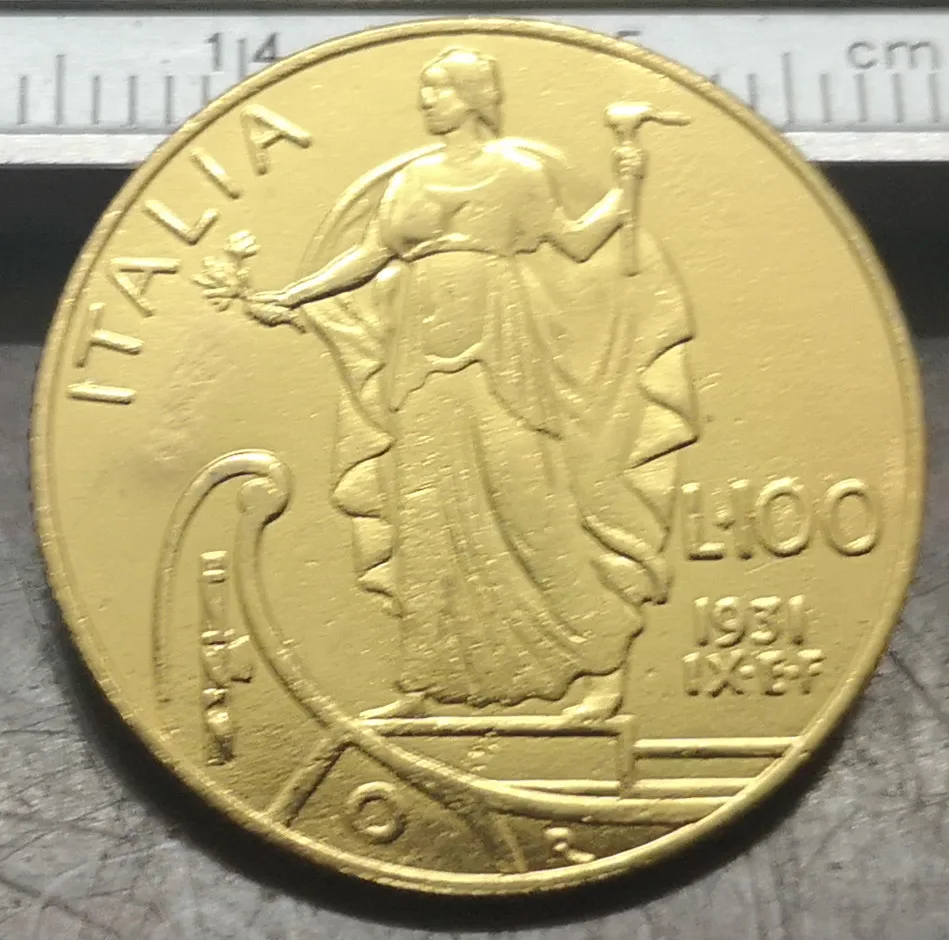 1931 Italy 100 Lire-Vittorio Emanuele III Gold Copy coin