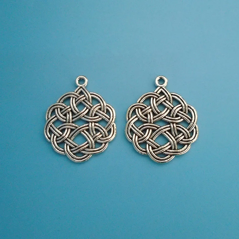 10 x Tibetan Silver Round Celtics Chinese Knot Charms Pendants for DIY Necklace Bracelet Jewelry Making Findings Accessories