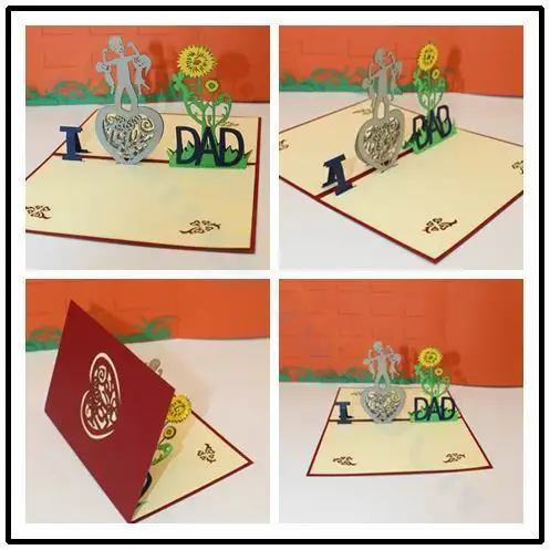 sunflower Father's day Thanksgiving card 3D pop up card cartoon greeting card gift Paper cutting paper thank you card postcard