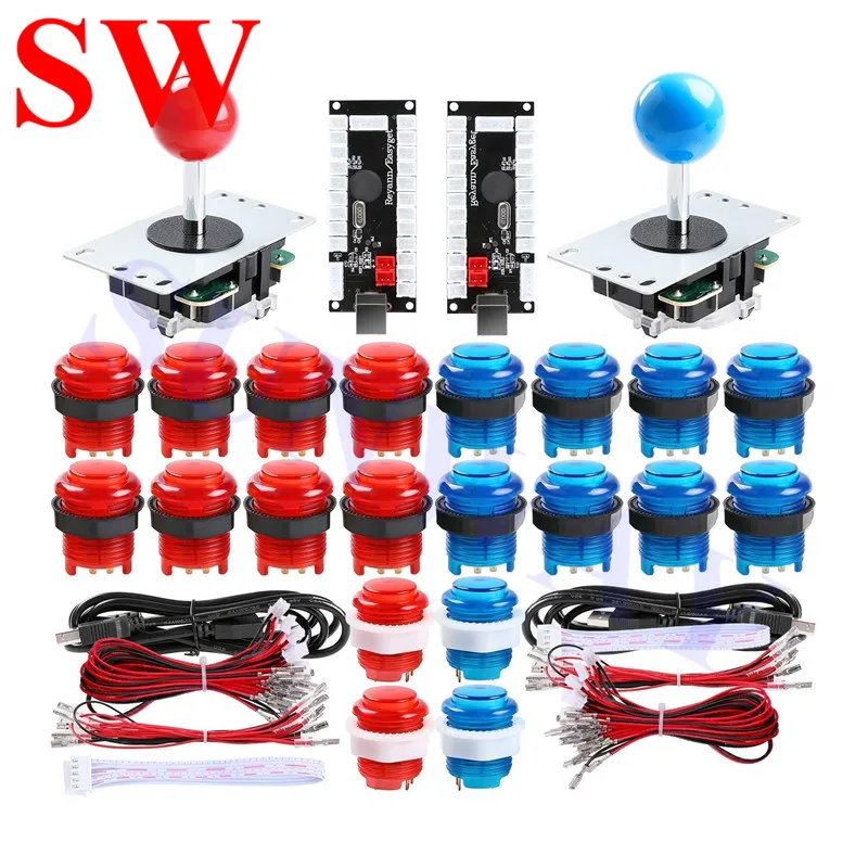 Arcade Games DIY Parts Bundle LED Kit 2PCS USB Encoder Board + 2 PCS Arcade Joystick + 20 PCS x LED Buttons For Arcade Game MAME