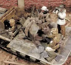 도색되지 않은 키트 1/35 flak 38 크루 군인 피규어 4 명 포함 역사적인 피규어 수지 키트