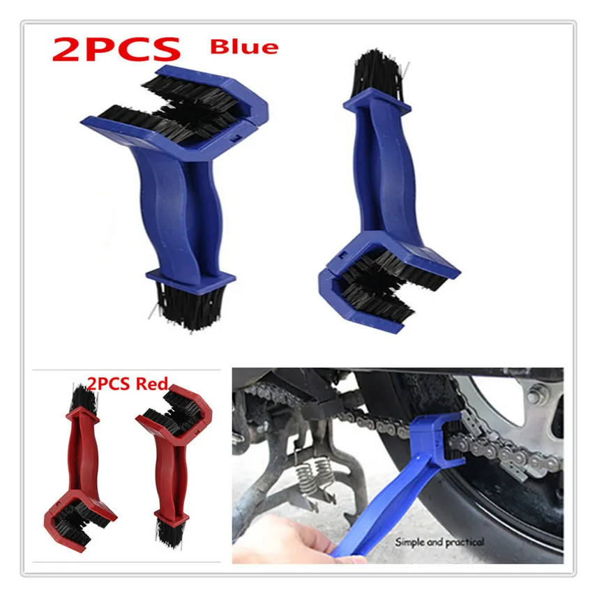 

2pcs Scrubber Motorcycle blue bike set kit Gear Chain Brush Cleaner Tool For SUZUKI GSXR1100 GSXR400 GT250 GT550 RG500 RGV250