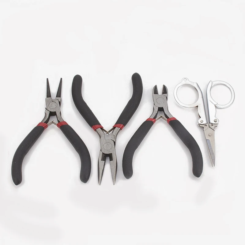 4pcs/set 45# Steel Jewelry Plier Kit Wire-Cutter/Round Nose Plier Side Cutting Plier and Scissor DIY Jewelry Making Tools
