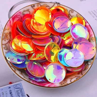 100Pcs/Pack Purple Color Beautiful Shining Sequin 20mm Round Cup Oval Sequins Women Clothing Handmade Accessories With 2 Holes