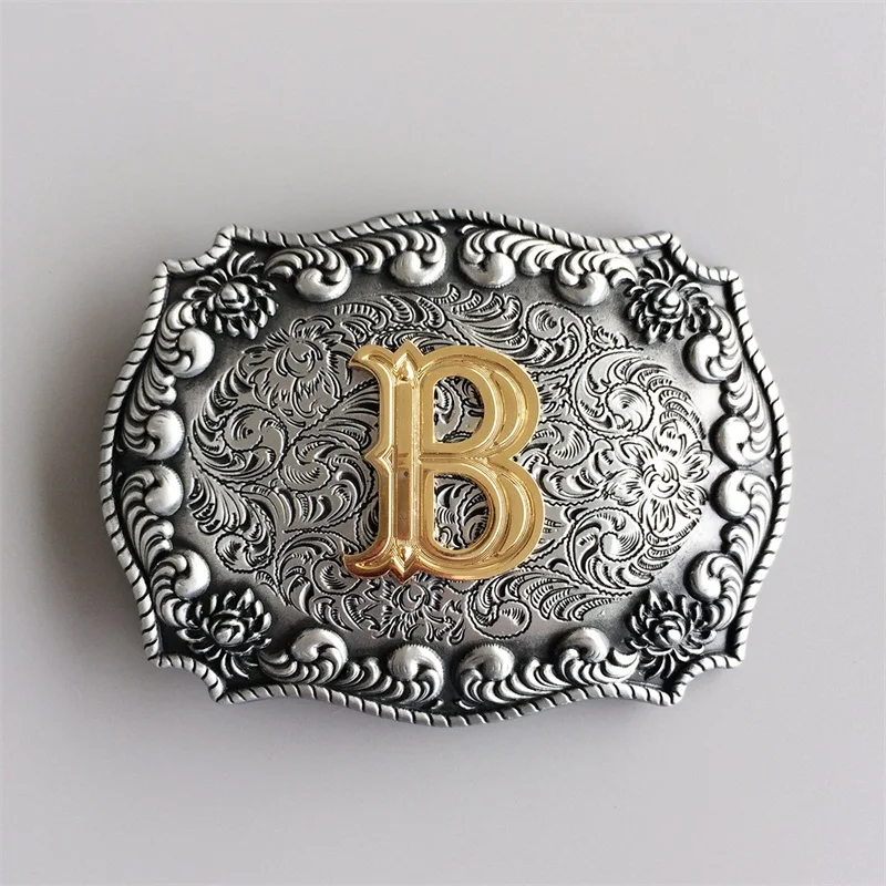 New Vintage Style Double Color Western Cowboy Initial Letter Belt Buckle Gurtelschnalle Boucle de ceinture all Letters Available