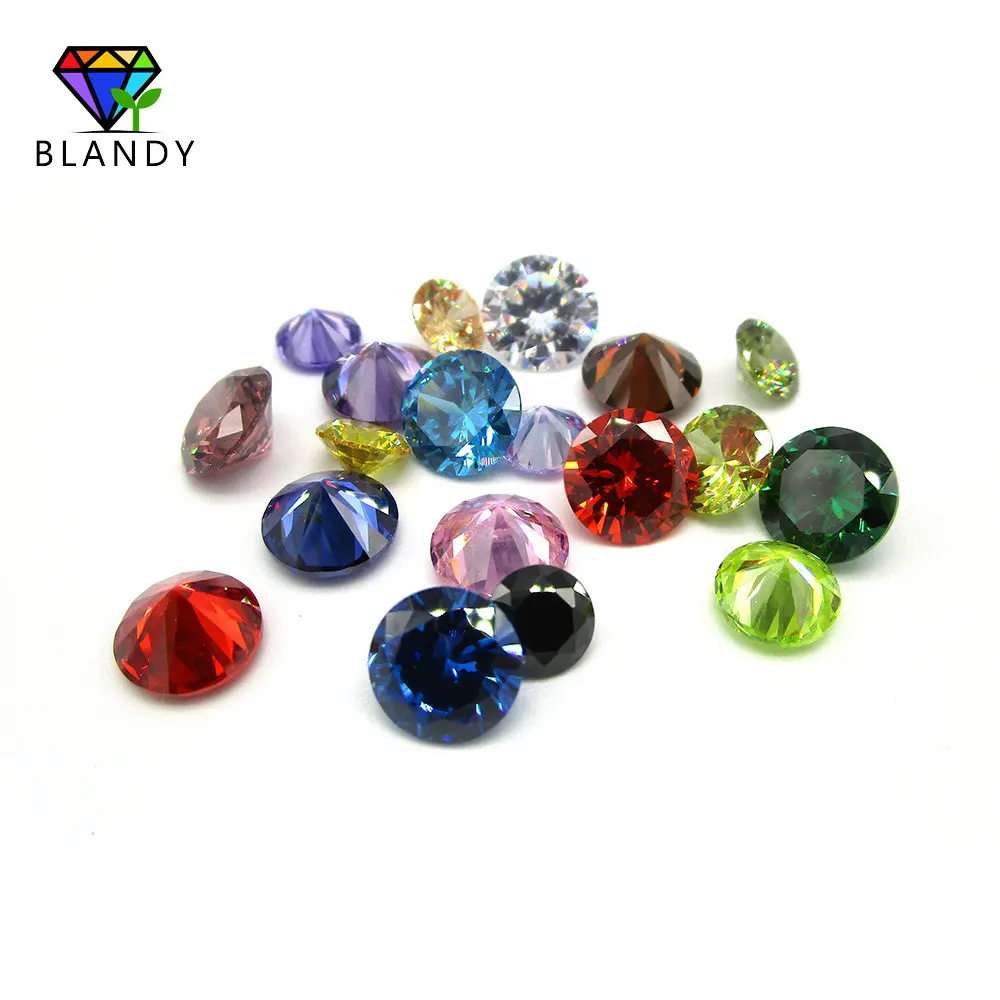 50pcs/lot 3.0~12mm 5A Grade Round Brilliant Cut White, Violet, Olive, Purple, Black, Pink Cubic Zirconia Stone Loose CZ Gems