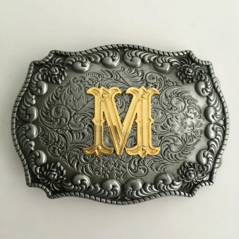 17 Different Style Western Men\'s Golden Initial Letter Belt Buckle A B C D E G H J K L M P R S T U W For 4cm/1.58in Wideth Belt