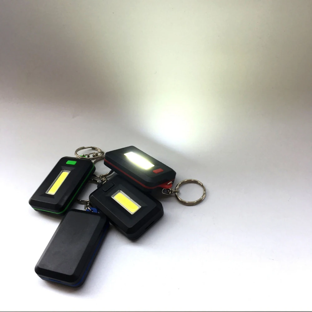 1PCS Portable Mini COB LED Keychain Flashlight Key Chain Keyring Torch Light Lamp With Carabiner For Camping Hiking Fishing