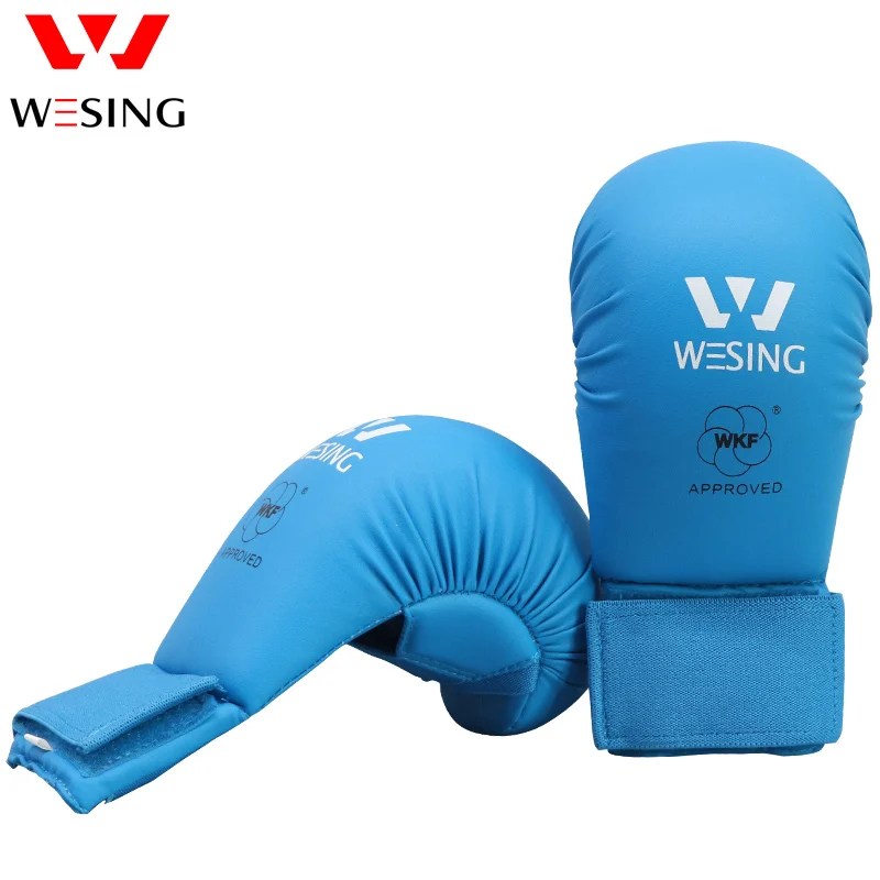 Wesing Karate Gloves Training Competition Approved WKF Karate Mitts Adults Karate Punching Mitt without Thumb Protect