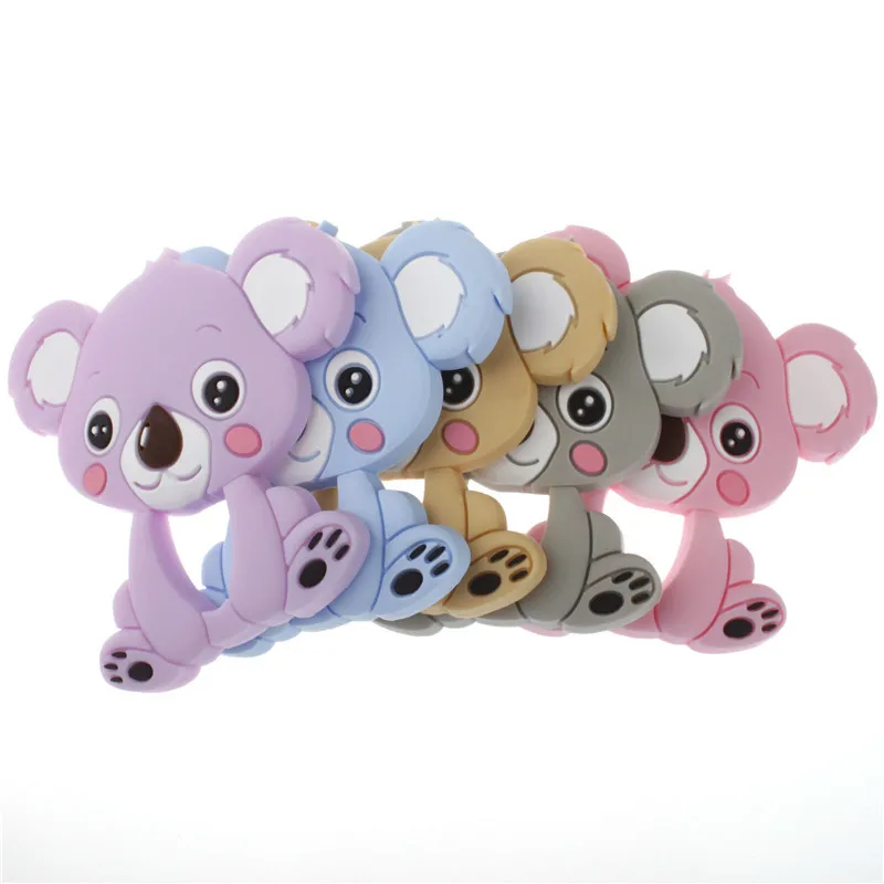 10pcs Koala Silicone Teether Pendant Bear Baby Teether Toys BPA Free Chewable Silicone Teething Chew Toys For Baby