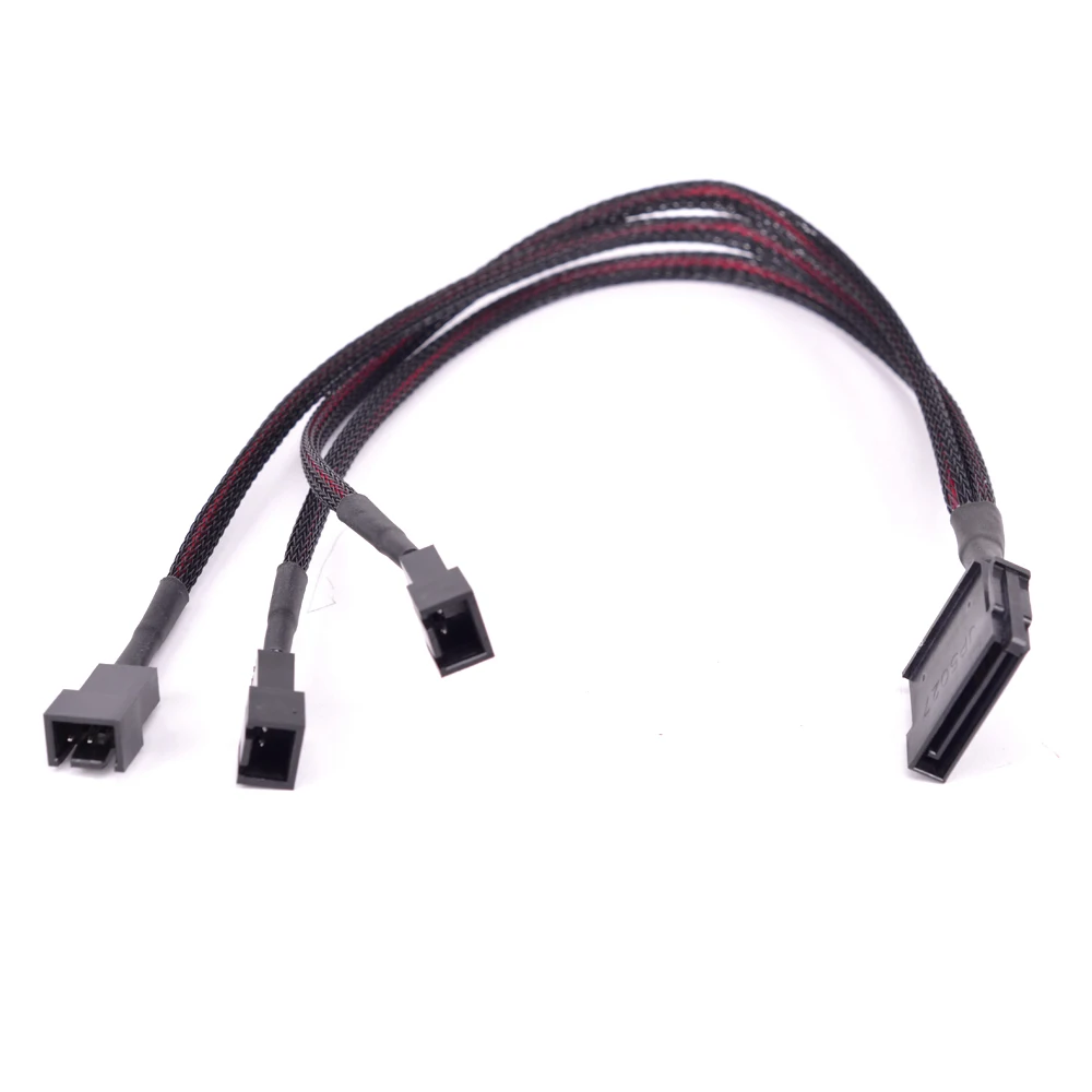 

12V 15Pin SATA 1 to 3 / 4 / 6 Ports 3Pin Fan Power supply Cable SATA to Multi 3 Pin PWM cable with Sleeved 22AWG