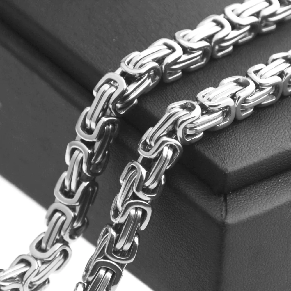 4/5/8mm Width For Choose Silver Color  Stainless Steel Byzantine Box Chain Men\'s Boy\'s Necklaces or Bracelet