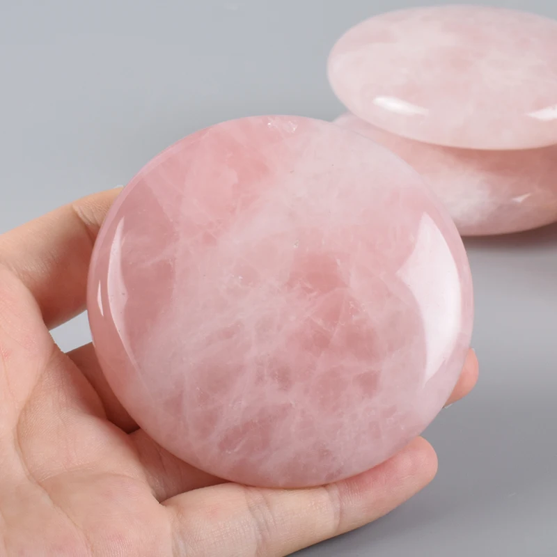 Big Hot Massage Stone Natural Chakra Palm stone Healing SPA Reiki Crystal Rose Quartz Beauty Health Care Energy Stone 60mm