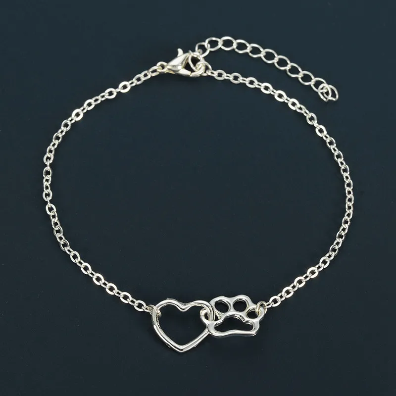 Cute Hollow Heart Dog Paw Charm Bracelet Cat Footprint Adjustable Bracelets For Girls Women Jewelry