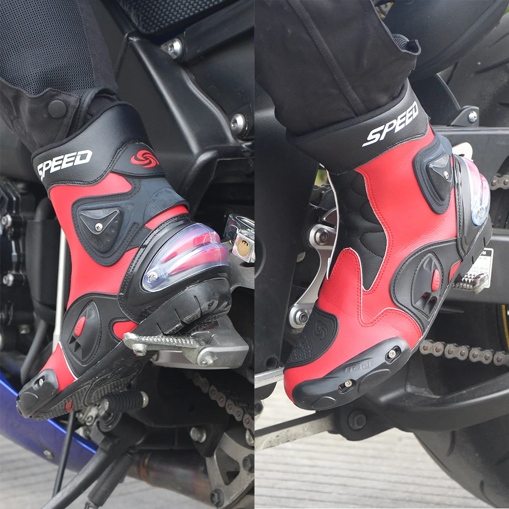 Bottes de moto respirantes mi-mollet pour hommes, chaussures de course professionnelles, bottes anti-collision portables, bottes d'équitation non ald