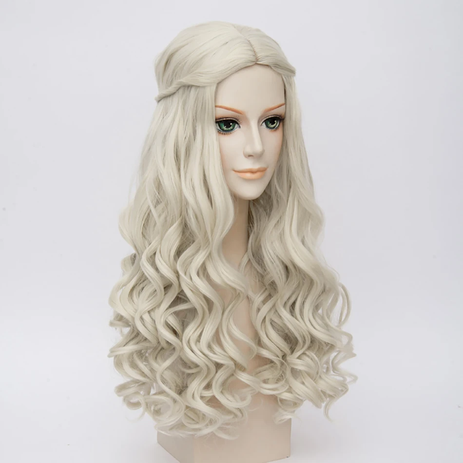 ccutoo Alice in Wonderland White Queen Cosplay Wig Blonde Wavy Long Braid Styled Synthetic Hair Heat Resistance Fiber